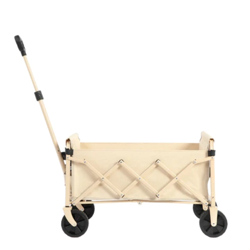 Lightweight Portable Heavy Duty Folding Beach Wagons with Wheels - Outdoor Utility Carts for Grocery, Camping, Shopping, Sports, Garden with Large Capacity-Beige-海智集-Default-