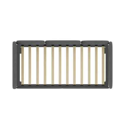 Modern Twin Size Velvet Upholstered Daybed with Additional Bed Frame, Dark Gray, Solid Wood Structure-海智集-Default-