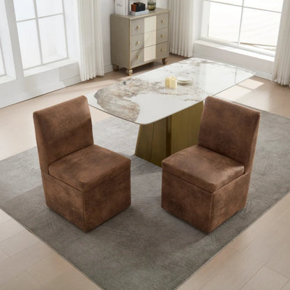 COOLMORE 360 Degree Swivel Upholstered Dining Chairs Set of 2 Swivel Dining Room Chairs Kitchen Chairs Casters & Storage Comfy Modern Rolling Chair for Living Room Fabric Armless Chair-海智集-Default-