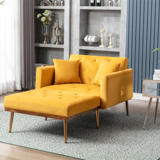 COOLMORE fashionable and classic style chaise lounge chair / accent chair for Living Room, bedroom (Mango Velvet)-海智集-Default-