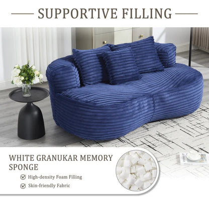 Bean Bag Sofa Lazy Sofa Durable Comfort Lounger High Back Chair for Adults and Kids, Indoor & Outdoor, Navy Corduroy-海智集-Default-