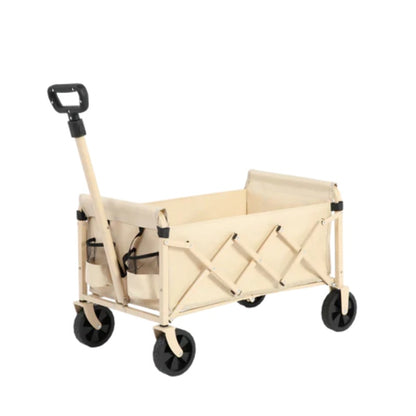 Lightweight Portable Heavy Duty Folding Beach Wagons with Wheels - Outdoor Utility Carts for Grocery, Camping, Shopping, Sports, Garden with Large Capacity-Beige-海智集-Default-