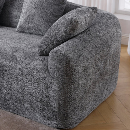 COOLMORE Boucle Sofa 3 Seater for Living Room Oversized Comfy Sofa L-Shape Sofa Couch with Chaise Home Furniture Sleeper Sectional Sofa for Apartment, Office Left Hand Facing (Gray)-海智集-Default-