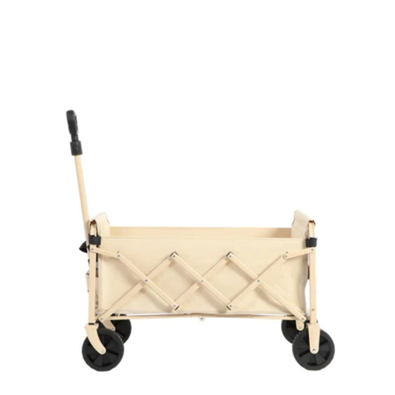 Lightweight Portable Heavy Duty Folding Beach Wagons with Wheels - Outdoor Utility Carts for Grocery, Camping, Shopping, Sports, Garden with Large Capacity-Beige-海智集-Default-
