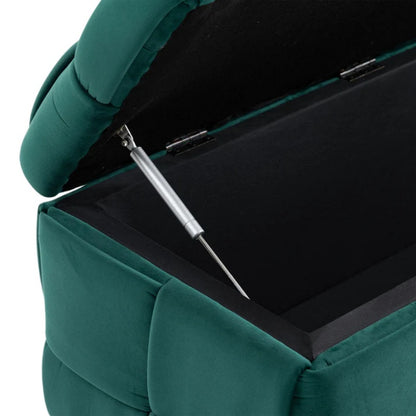 Green Upholstered Fabric Storage Ottoman Bench with Safety Hinge for Living Room & Bedroom-海智集-Default-