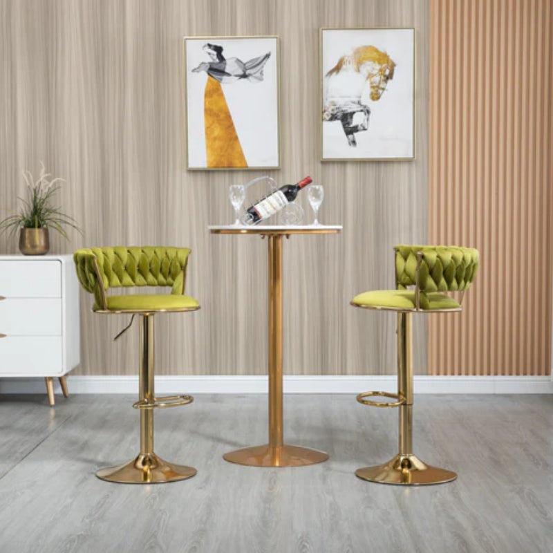 COOLMORE Swivel Bar Stools Set of 2 Adjustable Counter Height Chairs with Footrest for Kitchen, Dining Room 2PC/SET-海智集-Default-