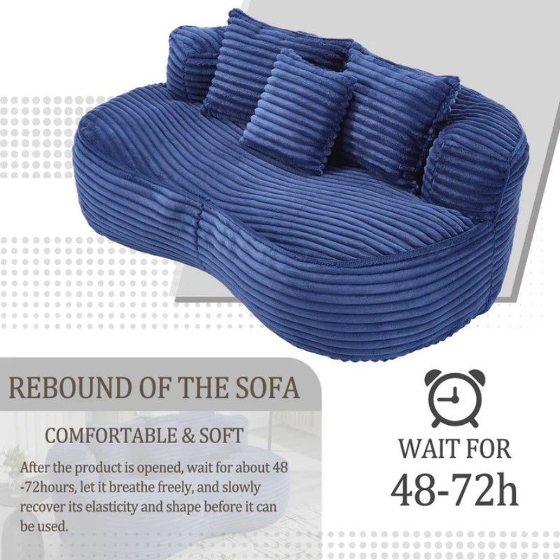 Bean Bag Sofa Lazy Sofa Durable Comfort Lounger High Back Chair for Adults and Kids, Indoor & Outdoor, Navy Corduroy-海智集-Default-
