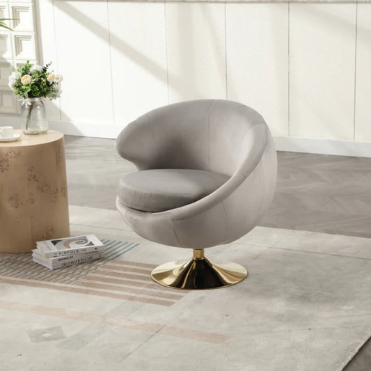 360 Degree Swivel Cuddle Barrel Accent Chairs, Round Armchairs with Wide Upholstered, Fluffy Fabric Chair for Living Room, Bedroom, Office, Waiting Rooms-海智集-Default-