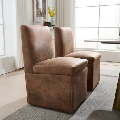 COOLMORE 360 Degree Swivel Upholstered Dining Chairs Set of 2 Swivel Dining Room Chairs Kitchen Chairs Casters & Storage Comfy Modern Rolling Chair for Living Room Fabric Armless Chair-海智集-Default-