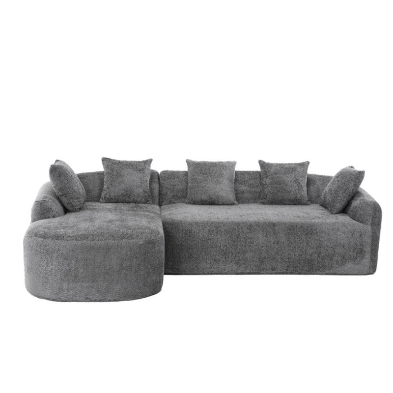 COOLMORE Boucle Sofa 3 Seater for Living Room Oversized Comfy Sofa L-Shape Sofa Couch with Chaise Home Furniture Sleeper Sectional Sofa for Apartment, Office Left Hand Facing (Gray)-海智集-Default-