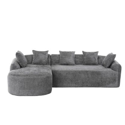 COOLMORE Boucle Sofa 3 Seater for Living Room Oversized Comfy Sofa L-Shape Sofa Couch with Chaise Home Furniture Sleeper Sectional Sofa for Apartment, Office Left Hand Facing (Gray)-海智集-Default-