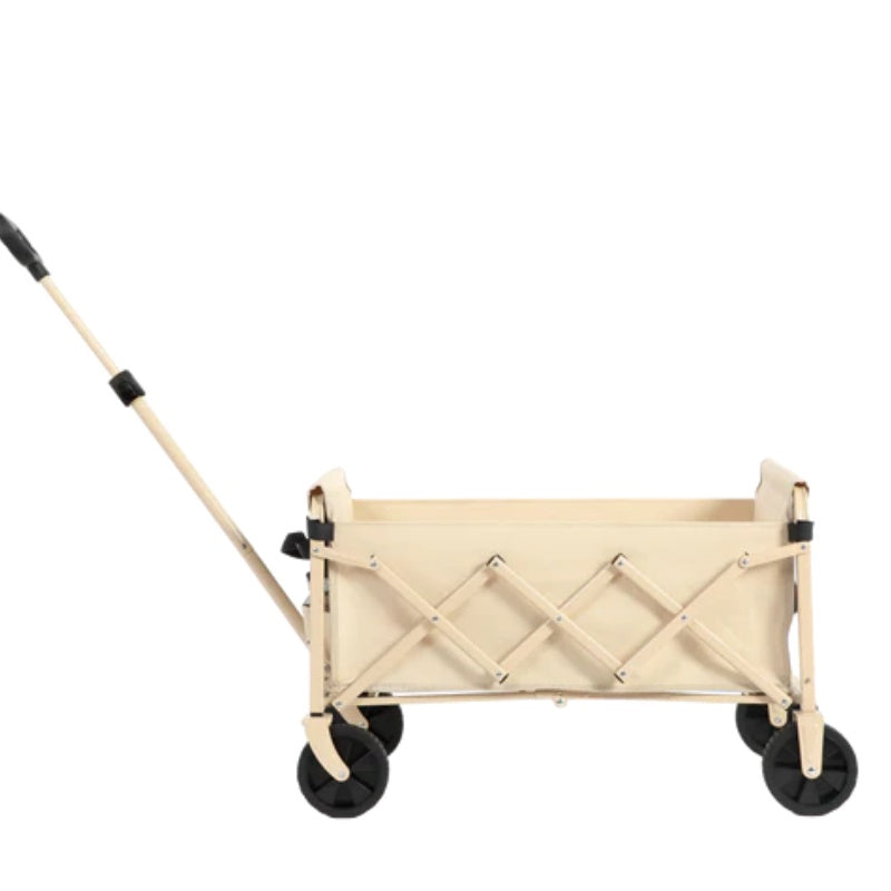 Lightweight Portable Heavy Duty Folding Beach Wagons with Wheels - Outdoor Utility Carts for Grocery, Camping, Shopping, Sports, Garden with Large Capacity-Beige-海智集-Default-