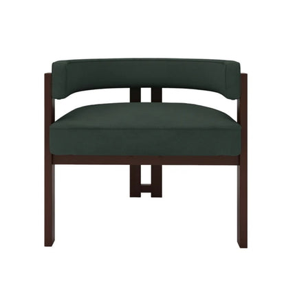 Modern Accent Chair Teddy Upholstered Armchair with Open Back 3 Legs Barrel Dining Chair Comfy Side Chair Set of 2 Emerald-海智集-Default-
