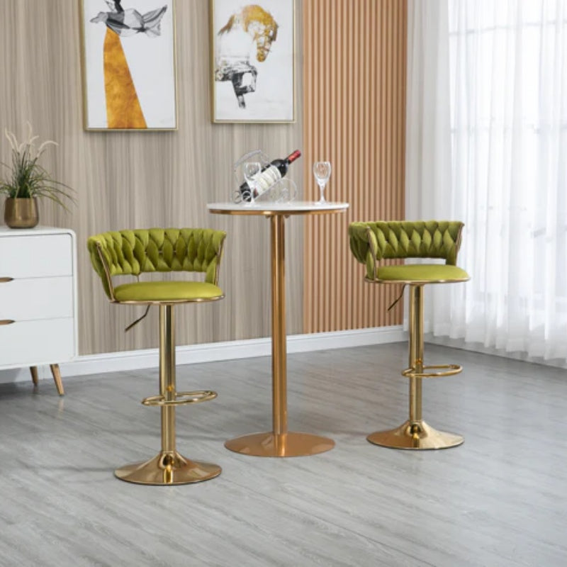 COOLMORE Swivel Bar Stools Set of 2 Adjustable Counter Height Chairs with Footrest for Kitchen, Dining Room 2PC/SET-海智集-Default-
