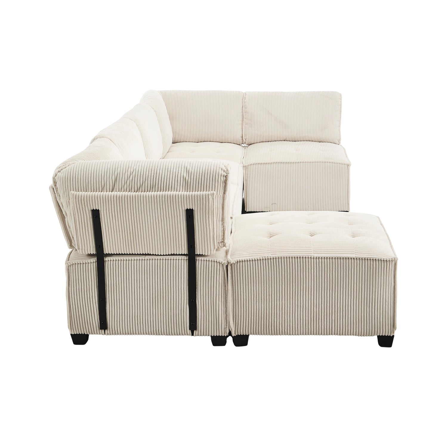 UNITED WE WIN Modular Sectional Sofa U Shaped Modular Couch with Reversible Chaise Modular Sofa Sectional Couch,6- Seat Convertible Sofa,Fit for Living Room-海智集-Default-