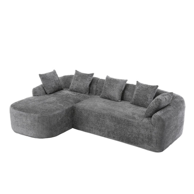 COOLMORE Boucle Sofa 3 Seater for Living Room Oversized Comfy Sofa L-Shape Sofa Couch with Chaise Home Furniture Sleeper Sectional Sofa for Apartment, Office Left Hand Facing (Gray)-海智集-Default-