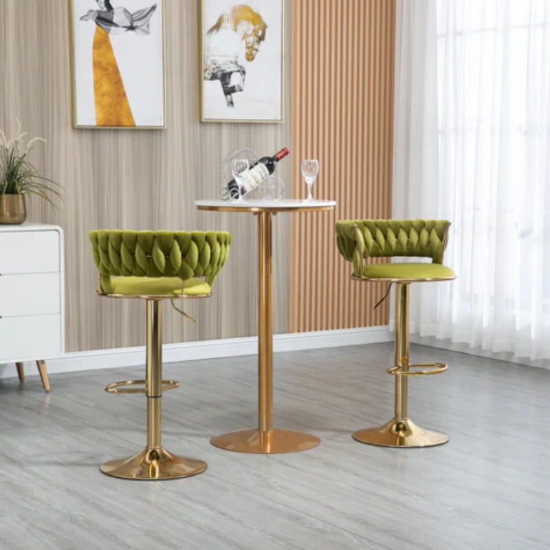 COOLMORE Swivel Bar Stools Set of 2 Adjustable Counter Height Chairs with Footrest for Kitchen, Dining Room 2PC/SET-海智集-Default-