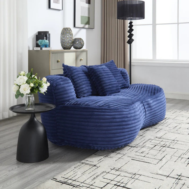 Bean Bag Sofa Lazy Sofa Durable Comfort Lounger High Back Chair for Adults and Kids, Indoor & Outdoor, Navy Corduroy-海智集-Default-