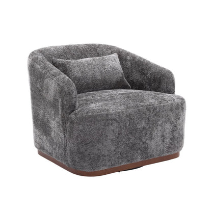 Comfy Round Accent Sofa Chair 360 Degree Swivel Barrel Club Chair, Gray Chenille Upholstery, 31.5 for Living Room, Nursery, Office-海智集-Default-