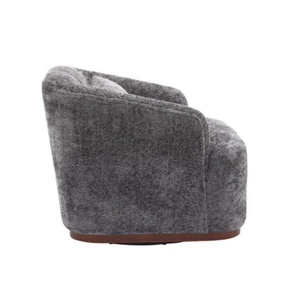Comfy Round Accent Sofa Chair 360 Degree Swivel Barrel Club Chair, Gray Chenille Upholstery, 31.5 for Living Room, Nursery, Office-海智集-Default-