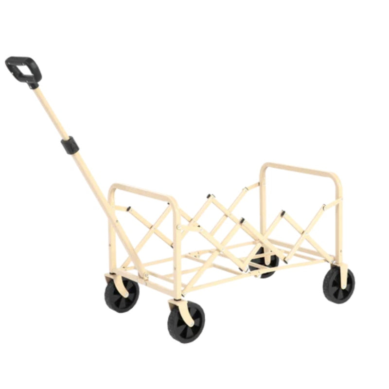 Lightweight Portable Heavy Duty Folding Beach Wagons with Wheels - Outdoor Utility Carts for Grocery, Camping, Shopping, Sports, Garden with Large Capacity-Beige-海智集-Default-