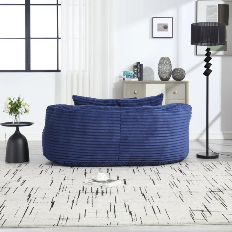 Bean Bag Sofa Lazy Sofa Durable Comfort Lounger High Back Chair for Adults and Kids, Indoor & Outdoor, Navy Corduroy-海智集-Default-