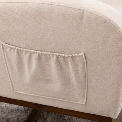 COOLMORE Rocking Chair, Modern Glider Chair, Recliner Armchair with Wood Legs and Side Pocket, Nursery Rocking Accent Chair with High Back for Living Room Bedroom (Beige linen)-海智集-Default-