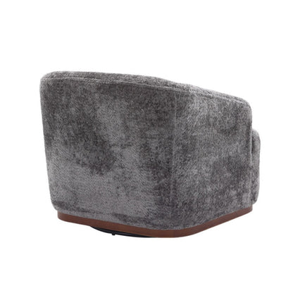 Comfy Round Accent Sofa Chair 360 Degree Swivel Barrel Club Chair, Gray Chenille Upholstery, 31.5 for Living Room, Nursery, Office-海智集-Default-