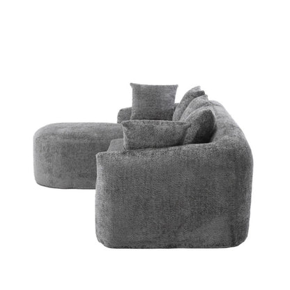 COOLMORE Boucle Sofa 3 Seater for Living Room Oversized Comfy Sofa L-Shape Sofa Couch with Chaise Home Furniture Sleeper Sectional Sofa for Apartment, Office Left Hand Facing (Gray)-海智集-Default-