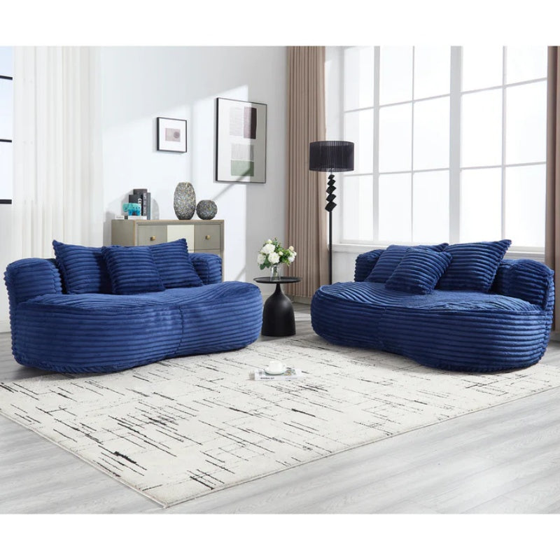 Bean Bag Sofa Lazy Sofa Durable Comfort Lounger High Back Chair for Adults and Kids, Indoor & Outdoor, Navy Corduroy-海智集-Default-