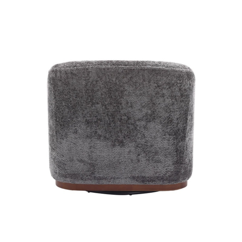 Comfy Round Accent Sofa Chair 360 Degree Swivel Barrel Club Chair, Gray Chenille Upholstery, 31.5 for Living Room, Nursery, Office-海智集-Default-