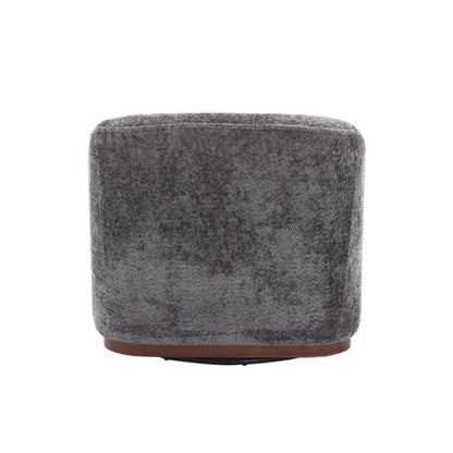 Comfy Round Accent Sofa Chair 360 Degree Swivel Barrel Club Chair, Gray Chenille Upholstery, 31.5 for Living Room, Nursery, Office-海智集-Default-