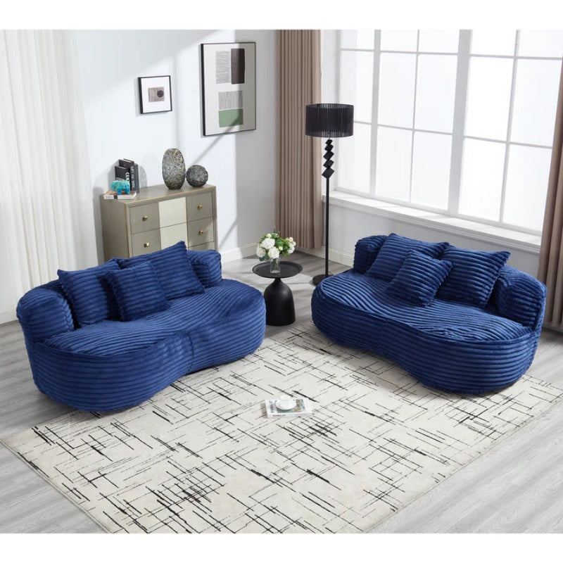 Bean Bag Sofa Lazy Sofa Durable Comfort Lounger High Back Chair for Adults and Kids, Indoor & Outdoor, Navy Corduroy-海智集-Default-