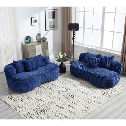 Bean Bag Sofa Lazy Sofa Durable Comfort Lounger High Back Chair for Adults and Kids, Indoor & Outdoor, Navy Corduroy-海智集-Default-
