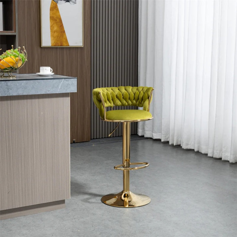 COOLMORE Swivel Bar Stools Set of 2 Adjustable Counter Height Chairs with Footrest for Kitchen, Dining Room 2PC/SET-海智集-Default-