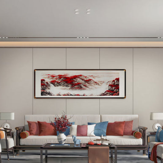 3D Floral Embossed Wall Decor - New Chinese Style Handmade Texture Art-海智集-