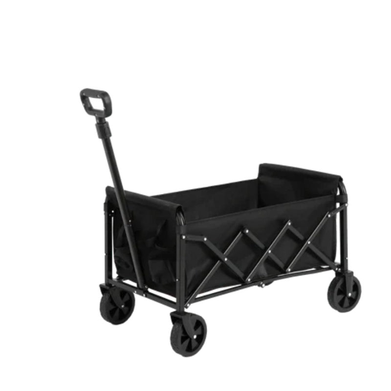 Lightweight Portable Heavy Duty Folding Beach Wagons with Wheels - Outdoor Utility Carts for Grocery, Camping, Shopping, Sports, Garden with Large Capacity-Black-海智集-Default-