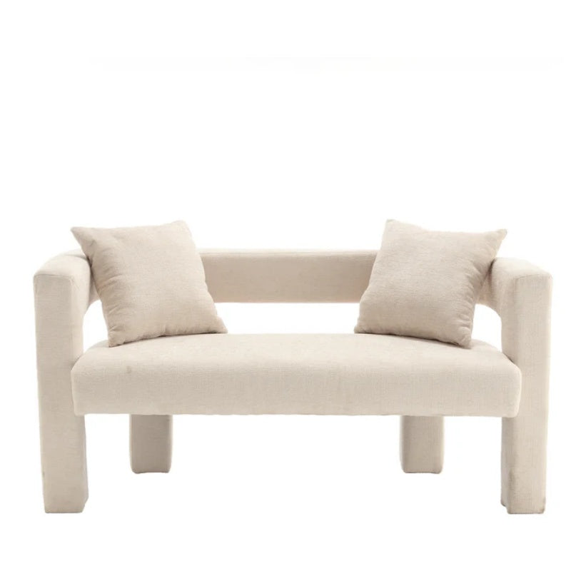 Modern Chenille Loveseat Sofa, Comfy Upholstered 2-Seater Sofa, Beige Chenille Fabric, 51.18'' H x 23.62'' W x 25.59'' D-海智集-Default-