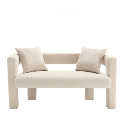 Modern Chenille Loveseat Sofa, Comfy Upholstered 2-Seater Sofa, Beige Chenille Fabric, 51.18'' H x 23.62'' W x 25.59'' D-海智集-Default-
