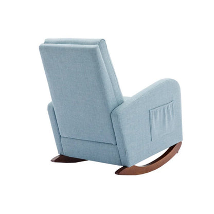 High Back Rocking Chair Nursery Chair .Comfortable Rocker Fabric Padded Seat .Modern High Back Armchair-海智集-Default-