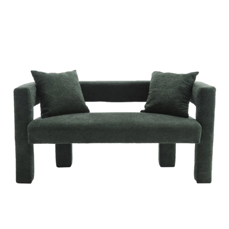 Modern Chenille Loveseat Sofa, Comfy Upholstered 2-Seater, Emerald, Small Accent Couch for Living Room or Bedroom-海智集-Default-