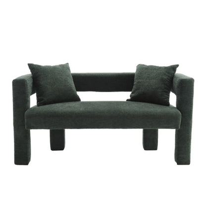 Modern Chenille Loveseat Sofa, Comfy Upholstered 2-Seater, Emerald, Small Accent Couch for Living Room or Bedroom-海智集-Default-