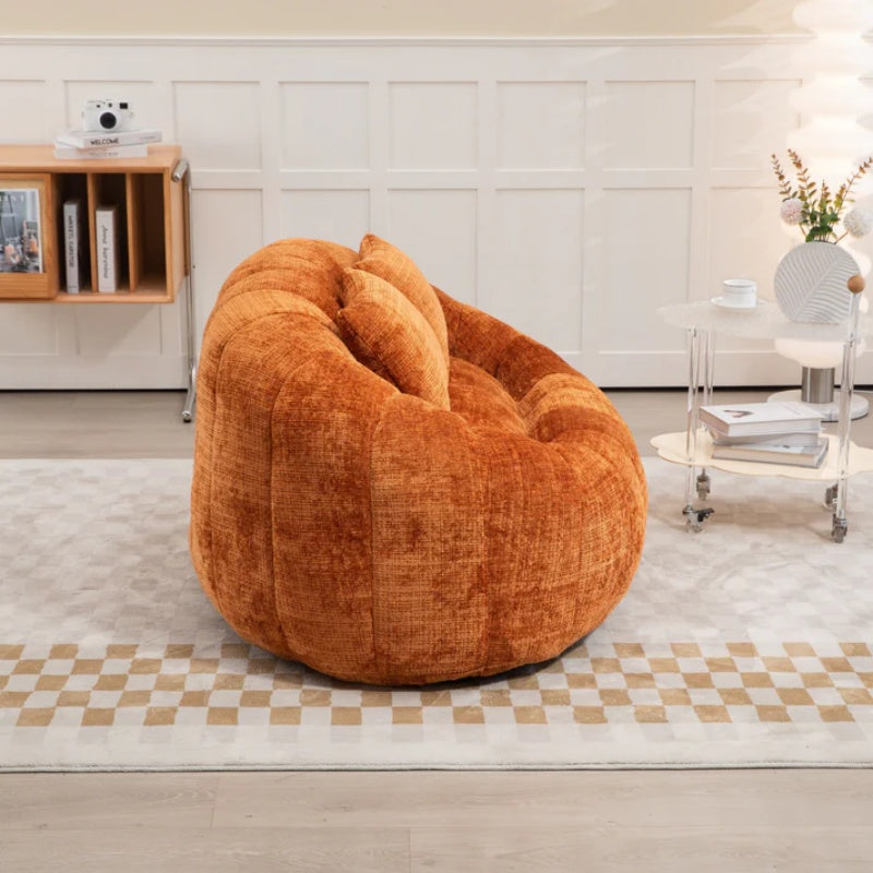 Durable Comfort High Back Bean Bag Sofa Lounger for Adults and Kids, Indoor & Outdoor, Orange Chenille-海智集-Default-