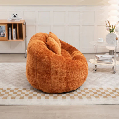 Durable Comfort High Back Bean Bag Sofa Lounger for Adults and Kids, Indoor & Outdoor, Orange Chenille-海智集-Default-
