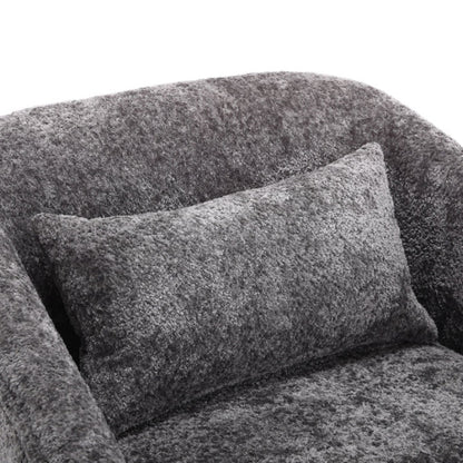 Comfy Round Accent Sofa Chair 360 Degree Swivel Barrel Club Chair, Gray Chenille Upholstery, 31.5 for Living Room, Nursery, Office-海智集-Default-