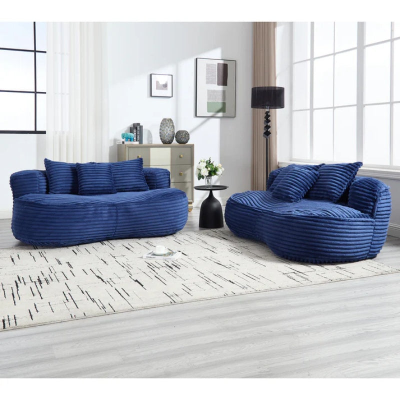 Bean Bag Sofa Lazy Sofa Durable Comfort Lounger High Back Chair for Adults and Kids, Indoor & Outdoor, Navy Corduroy-海智集-Default-