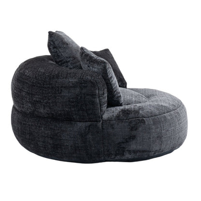 Lazy Sofa Durable Comfort Lounger High Back Bean Bag Chair Couch with Three Pillows, Black Chenille, 42.52 x 42.52 x 20.47 inches-海智集-Default-