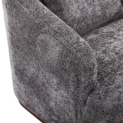 Comfy Round Accent Sofa Chair 360 Degree Swivel Barrel Club Chair, Gray Chenille Upholstery, 31.5 for Living Room, Nursery, Office-海智集-Default-