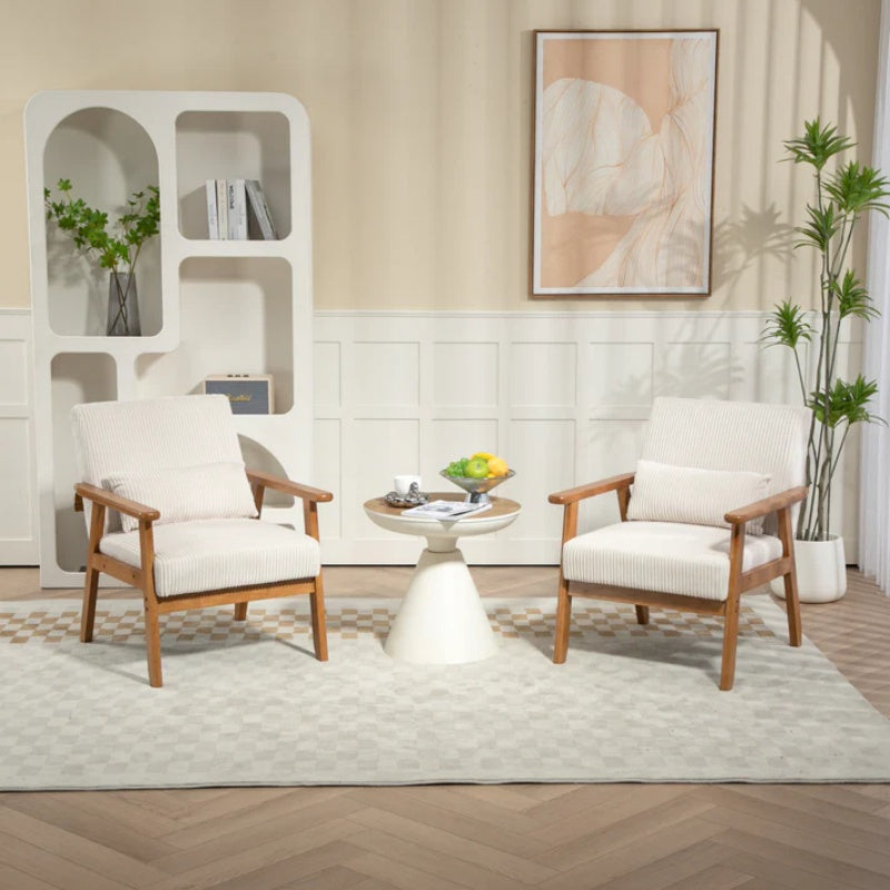 Leisure Chair with Solid Wood Armrest and Feet, Leisure chair, wood frame, velvet, solid rubber wood legs, Mid-Century Modern Accent chair, for Living Room Bedroom Studio chair,Two packs-海智集-Default-