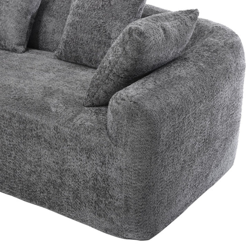 COOLMORE Boucle Sofa 3 Seater for Living Room Oversized Comfy Sofa L-Shape Sofa Couch with Chaise Home Furniture Sleeper Sectional Sofa for Apartment, Office Left Hand Facing (Gray)-海智集-Default-